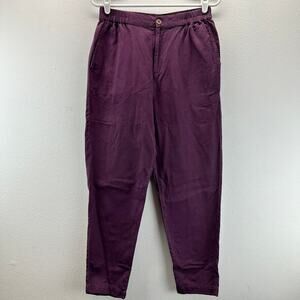 Gudrun Sjoden Cotton Pants Elastic Waist Plum Purple Small